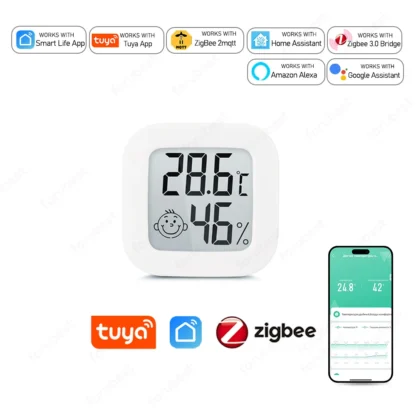 Sensor de temperatura y humedad Tuya Zigbee, termómetro con pantalla Digital LCD, Sensor de temperatura para el hogar inteligente, compatible con Alexa Zigbee2mqtt