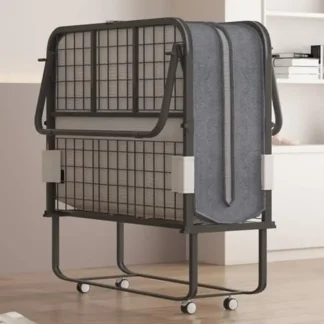 Cama plegable de espuma viscoelástica de 4 pulgadas, cama plegable portátil con ruedas bloqueables, marco de Metal resistente, cabecero de 330 lb de capacidad y polvo