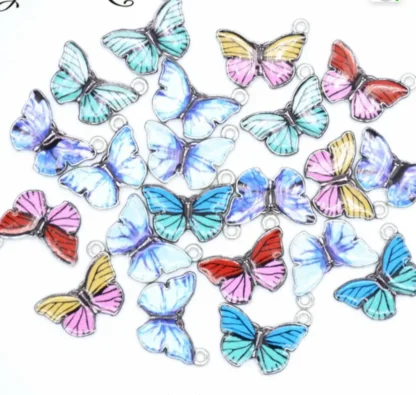 20 piezas, aleación de 7 colores, gota de Metal, aceite, mariposa colorida, dijes, colgante de Animal para pulsera DIY, collar, fabricación de joyas F0067