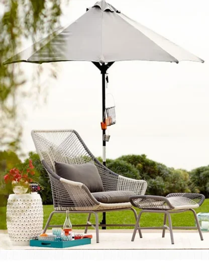 Silla de mimbre para balcón, mesa de centro de tres piezas, combinación de sala de estar, patio, ocio al aire libre, individual, resistente al sol, impermeable