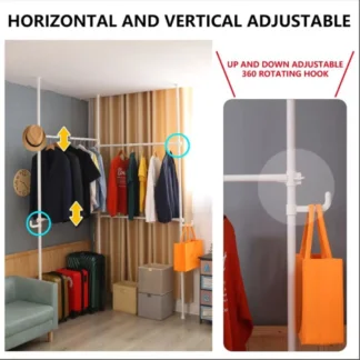 Perchero doble para ropa, estantes ajustables para colgar ropa, sistema independiente de armario blanco para ropa resistente de 2 niveles-W