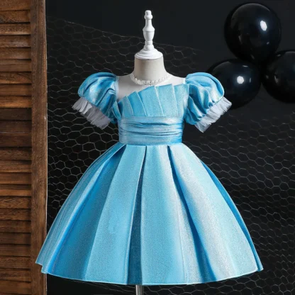 Vestidos de fiesta para niñas, vestido de baile de princesa, Falda plisada, boda, cumpleaños, Piano, actuación, 5 colores, 110cm-150cm