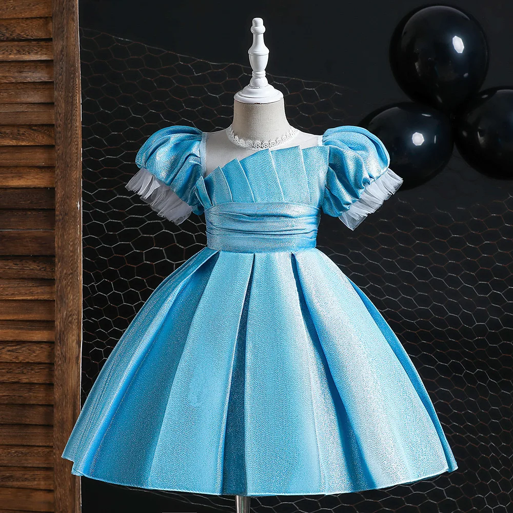 Vestidos de fiesta para niñas, vestido de baile de princesa, Falda plisada, boda, cumpleaños, Piano, actuación, 5 colores, 110cm-150cm