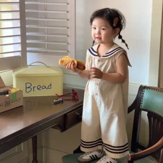 Monos de verano para niños y niñas, pantalones informales de manga corta, 2024