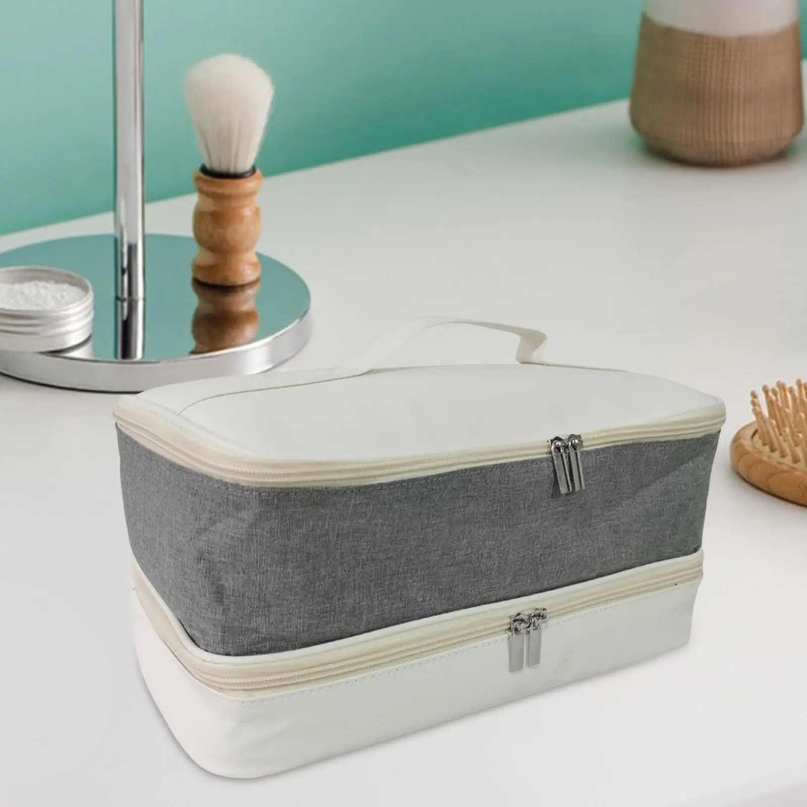 Estuche de transporte de doble capa, bolsa de almacenamiento para secador de pelo de viaje, soporte organizador multifuncional, bolsa de herramientas para el cabello,