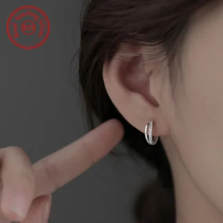Pendientes de aro de circonita de cristal para mujer, joyería de moda de Plata de Ley 925 auténtica, nuevo XY0112