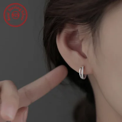 Pendientes de aro de circonita de cristal para mujer, joyería de moda de Plata de Ley 925 auténtica, nuevo XY0112