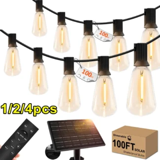 Tira de luces LED solares para exteriores, lámpara de hadas para jardín, fiesta, Navidad, decoración de Halloween, 1/3 piezas, 100 pies