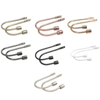 Juego 2 soportes cortina metal, ganchos para cortinas montados en pared, alzapaños para cortinas, incluye tornillos