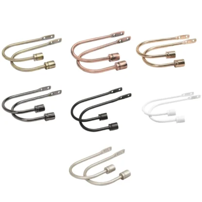 Juego 2 soportes cortina metal, ganchos para cortinas montados en pared, alzapaños para cortinas, incluye tornillos