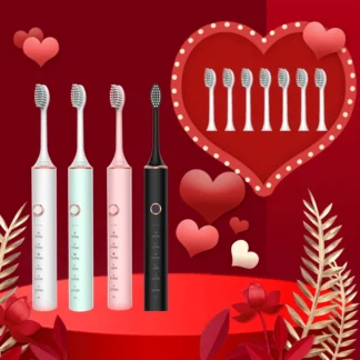 Regalo del Día de San Valentín cepillo de dientes eléctrico sónico 18 modos cargador USB cepillos de dientes temporizador de repuesto 8 cabezales de cepillo