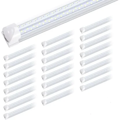 Tubo de luz integrado en forma de V T8 de 8 pies, doble cara, 4 filas, accesorio de iluminación LED para tienda de 120W, AC85-277V 14400 lúmenes 6000K frío