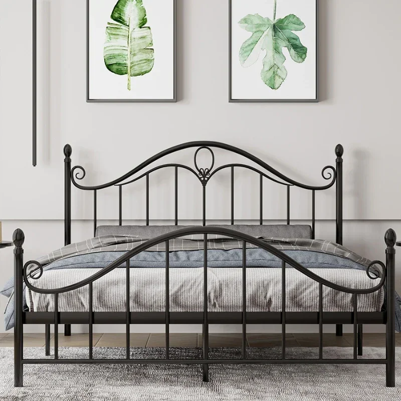 Cama de hierro forjado para el hogar, cama doble de 1,5 metros, económica, de alquiler, individual, reforzada, gruesa, moderna