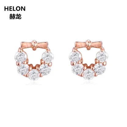 Pendiente de topacio natural de oro rosa sólido de 14 quilates para mujer, joyería fina para fiesta de compromiso, boda, pendientes de moda