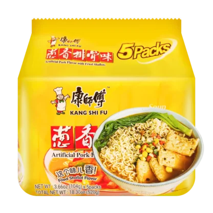 Fideos instantáneos con sabor a cerdo, Scallion, 5 piezas, 3,67 oz x 8 paquetes, 1 paquete con 5 piezas, 8 paquetes, 40 piezas