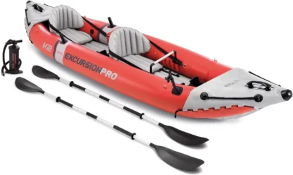 Juego de kayak inflable Excursion Pro K1: incluye paletas de kayak de lujo de 86 pulgadas y bomba de alto rendimiento – PVC súper resistente – Ajustable