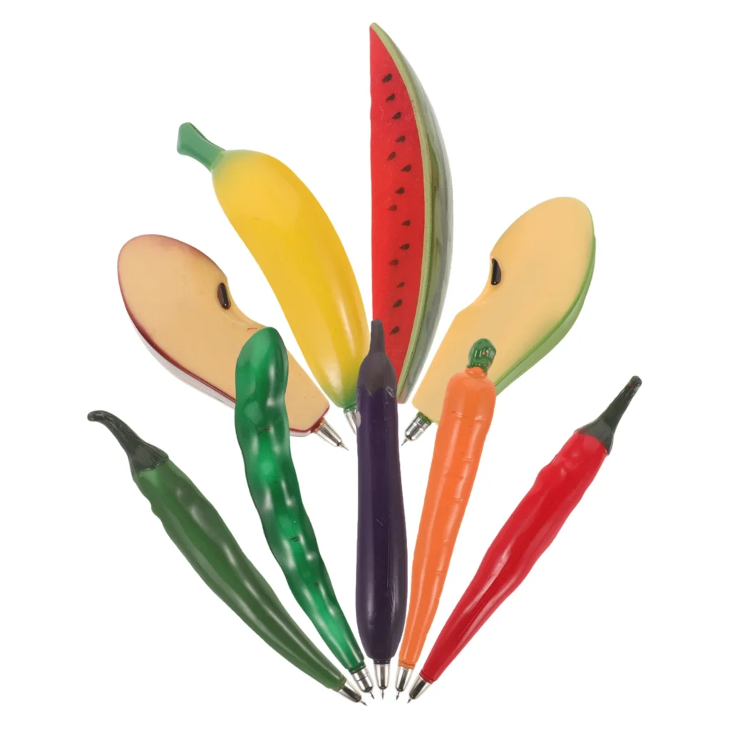 9 Uds. Bolígrafo decorativo con imán para nevera de frutas, suministros escolares, fiesta de verduras y Festival