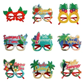 Gafas hawaianas de verano, decoraciones para fiestas temáticas tropicales, marco de gafas para fotos de árbol de coco
