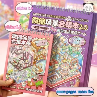 Libros de escena en miniatura, pegatinas de paisaje, casas de visión estereoscópicas apiladas para estudiantes