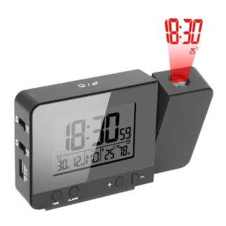 Reloj Digital Led para mesa de escritorio, Despertador con proyección de humedad y temperatura interior, función de repetición y fecha