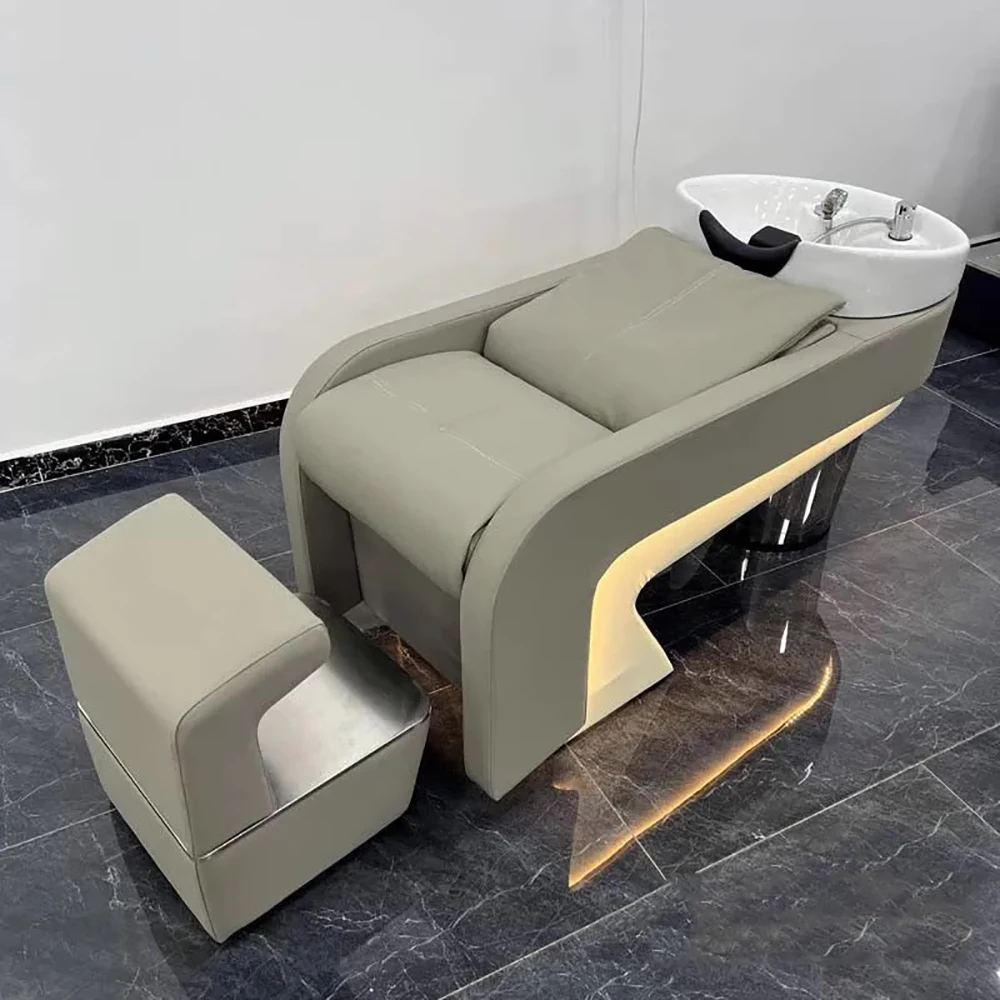 Cama reclinable De champú De estilo nórdico, muebles De salón De belleza, lujosos y sencillos, masaje moderno