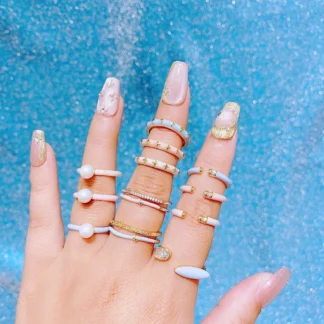 MIGGA-anillo esmaltado de estilo INS para mujer, joyería de circón cúbico, Perla de imitación de cobre chapada en oro, nuevo diseño