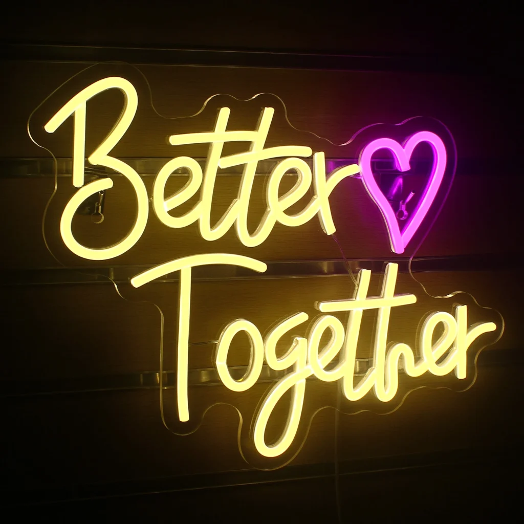 Better Together letrero Led de neón, decoración de dormitorio de boda, letras, decoración de habitación de fiesta, luces Oh Baby Just Married, lámpara de pared USB, logotipo