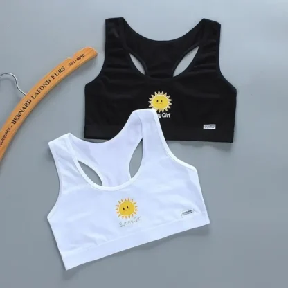 Sujetadores de algodón para niñas, ropa interior para pubertad, Tops cortos bonitos para niños, ropa deportiva para adolescentes, sujetador de entrenamiento, chaleco, ropa de 8 a 16 años, 2 uds.