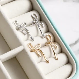 Pendientes elegantes con forma de lazo para mujer y niña, 1 par