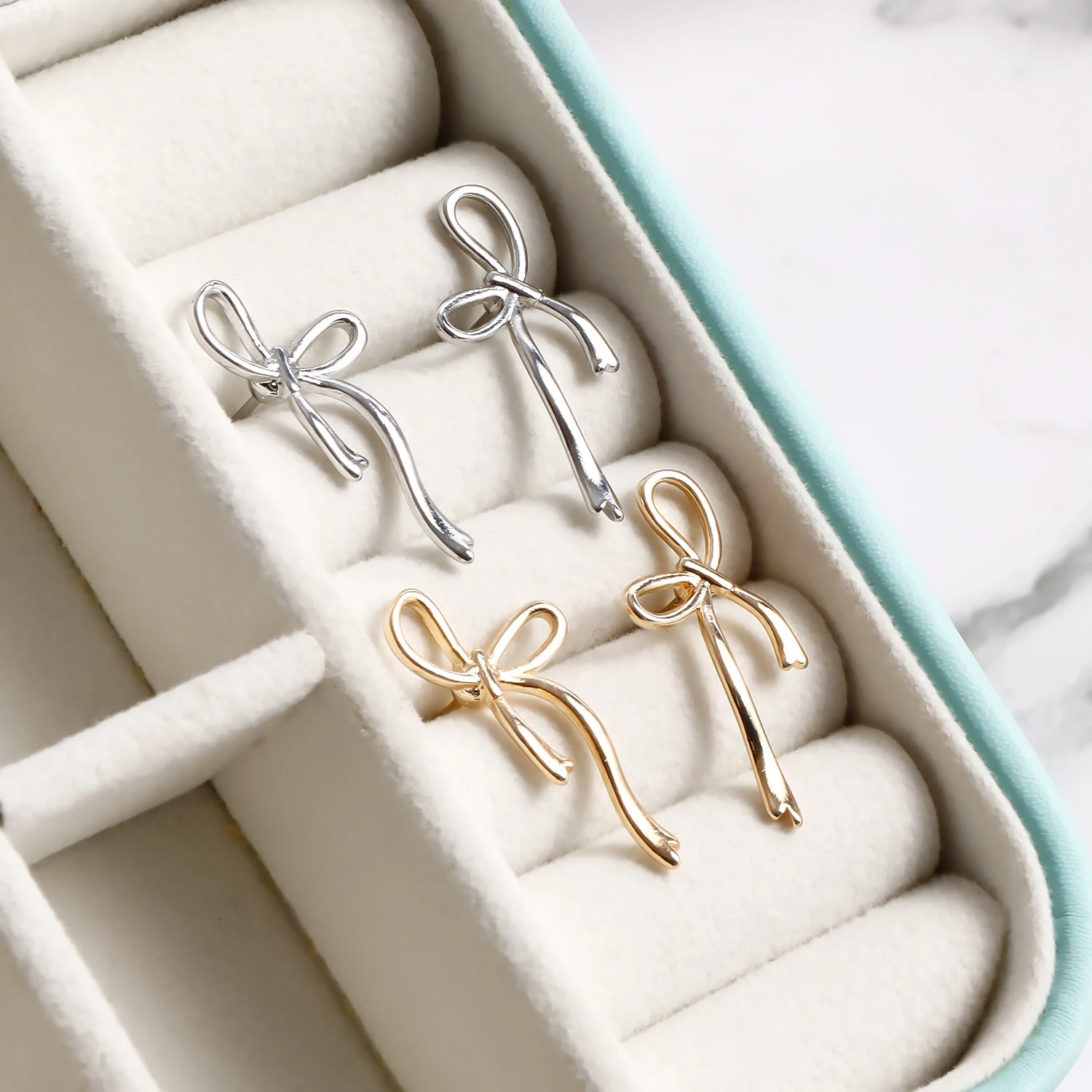 Pendientes elegantes con forma de lazo para mujer y niña, 1 par