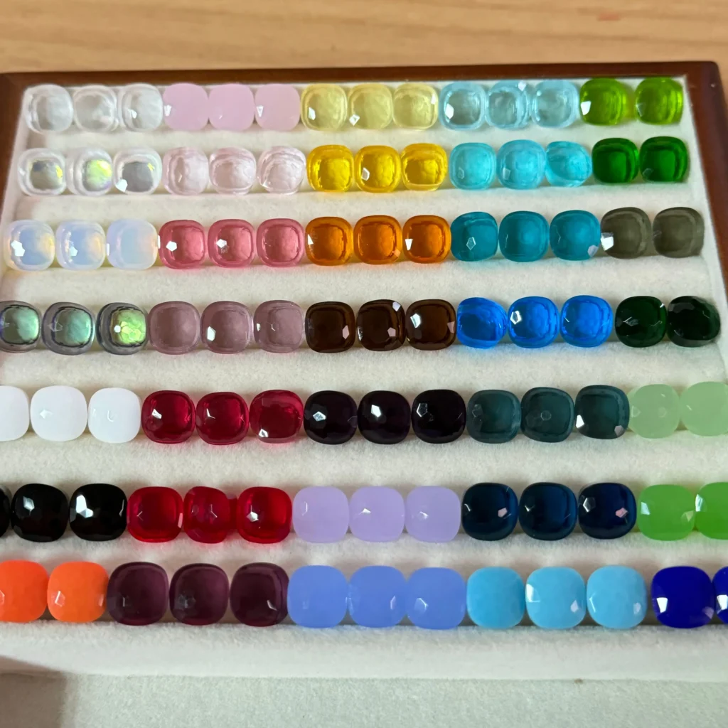 Cadena de suéter cuadrada de caramelo colorido de 90cm para mujer, cadena de pelo largo de cristal de colores mezclados, collar de cristal estilo bohemio Van Gogh