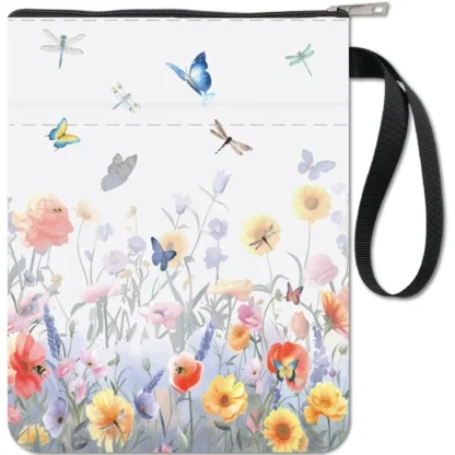 Funda de libro de flores con cremallera para amantes de los libros, regalos de mariposas, mochilas de papel de tapa dura, bolsa de libro impermeable, Kit de fabricación protectora