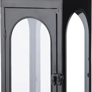 Linterna de vela de Metal y vidrio templado de 20 pulgadas, faroles decorativos de primera calidad para exteriores con Diseño Artesanal para Patio