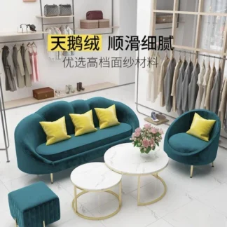 Sofá nórdico de tela para salón de belleza, sala de estar moderna y sencilla, sala de alquiler de lujo, tienda de ropa, sofá nube de figura de alto perfil