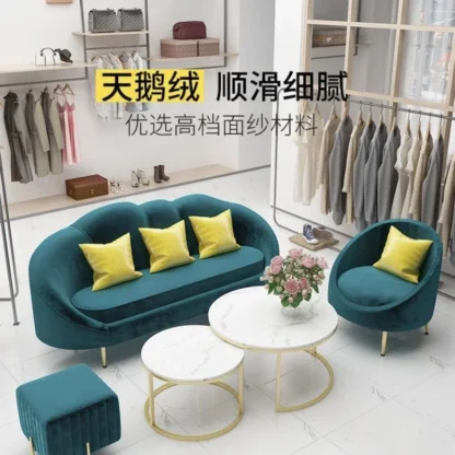 Sofá nórdico de tela para salón de belleza, sala de estar moderna y sencilla, sala de alquiler de lujo, tienda de ropa, sofá nube de figura de alto perfil