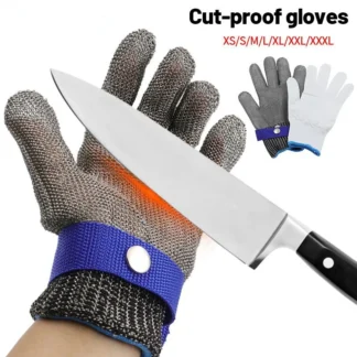 Guantes de acero inoxidable resistentes a cortes, guantes de seguridad laboral, guantes anticorte de malla metálica para trabajadores de carnicero, 1 Uds.