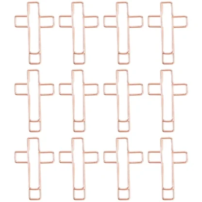 12 Uds Clips de papel abrazaderas cruzadas para notas en forma de Animal suministros de estudio de la Biblia iglesia dorada niño