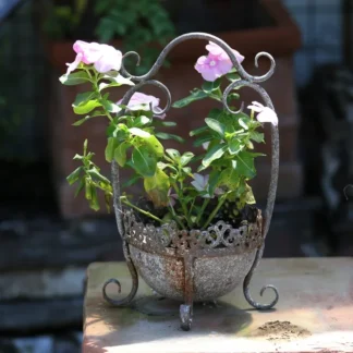 Maceta antigua de hierro para flores, estante para plantas de vid trepadora de cuatro patas, lavabo para bonsái de jardín europeo para barcos de flores de patio Retro