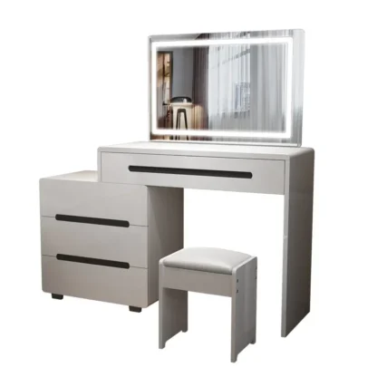Tocador minimalista Para dormitorio, mueble nórdico de lujo con espejo Led, se mueve Para cuarto