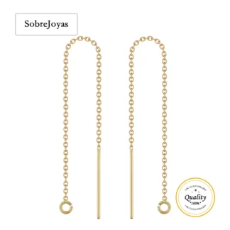 Cadena de Cable enhebrador de 8CM rellena de oro de 14K con anillo, alambre de oreja de oro para fabricación de joyas, accesorios para pendientes