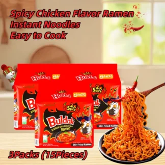 [3 paquetes de 15 piezas], 2 Buldak picantes de fideos, pollo caliente, sabor a Ramen salteado-5 piezas * 4,93 oz * 3 paquetes