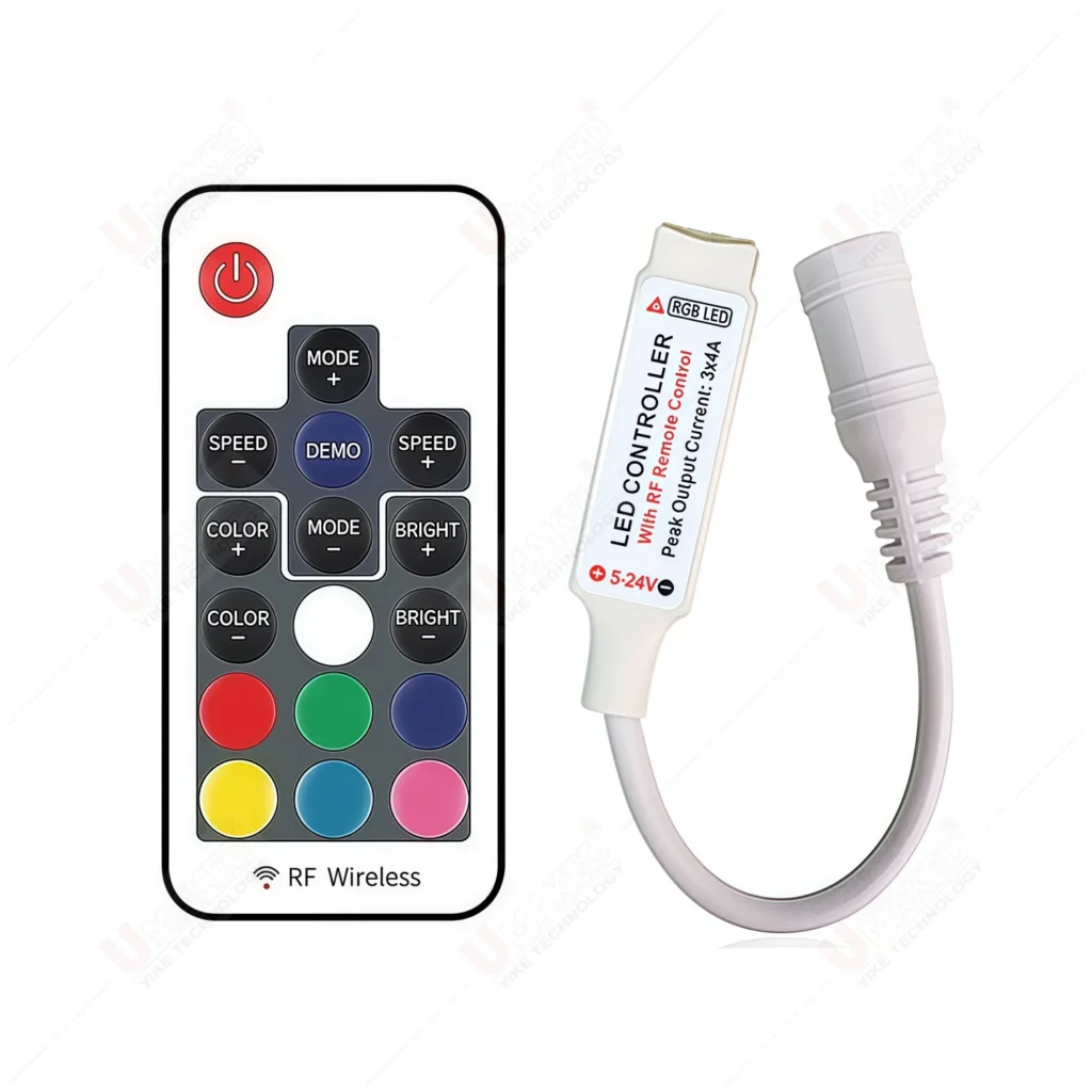 DC5V-24V Mini Led RGB control remoto RF17 teclas RF atenuador inalámbrico para tiras de luces LED conexión de 4 pines negro blanco