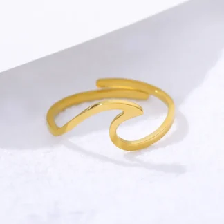 Anillo de onda de mar de diseño Simple a la moda, Surf en el océano, acero inoxidable, oro rosa, Color plata, joyería para dedo, anillos para mujer, regalo de surfista