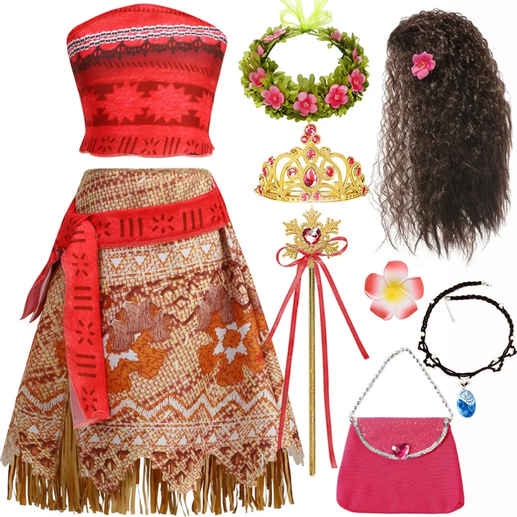 Disney-Vestidos Moana para niñas de 1 a 16 años, ropa Vaiana de Cosplay, vestido de princesa, disfraz de carnaval, fiesta de verano y Navidad