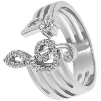 Anillo de nota Musical para mujer, anillos chapados en oro con diamantes de imitación, joyería para niñas, dedo abierto, compromiso, boda, acero inoxidable, Miss