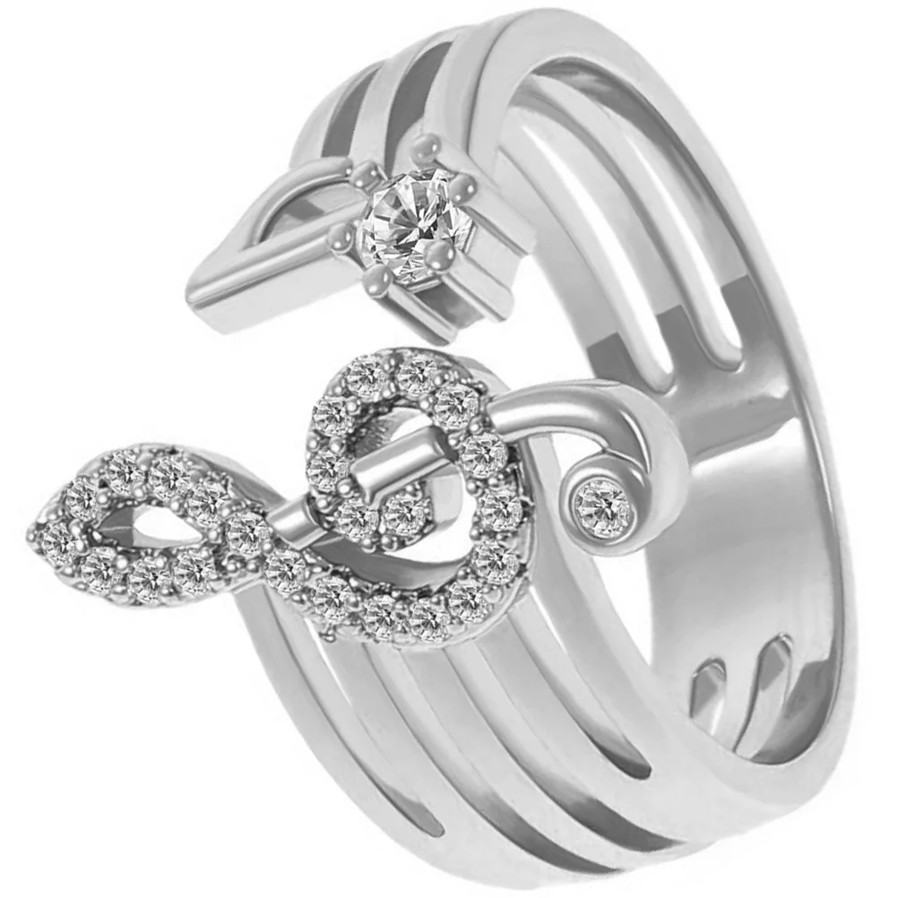 Anillo de nota Musical para mujer, anillos chapados en oro con diamantes de imitación, joyería para niñas, dedo abierto, compromiso, boda, acero inoxidable, Miss