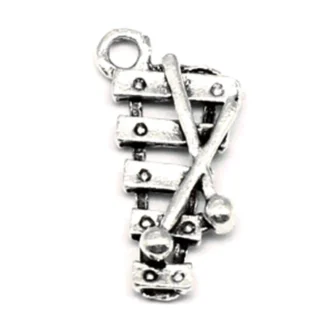 Colgantes y collares de instrumentos musicales, accesorio de joyería de mejores amigos, 10x20mm, 20 piezas, Color plata antigua
