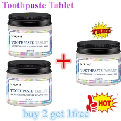 Tabletas de pasta de dientes, 62 Uds./tarro, pestañas de pasta de dientes Nano hidroxapatita, sin fluoruro, apto para viajes, blanqueamiento Natural, cuidado Dental