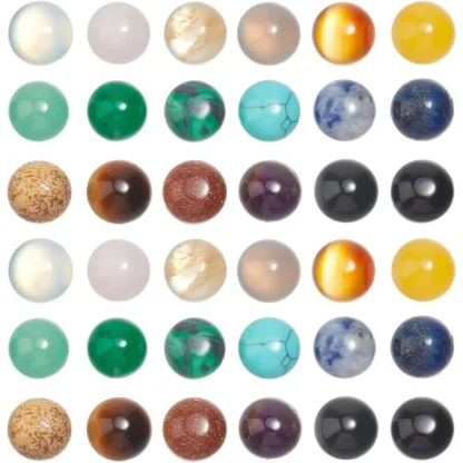 36 Uds. Cabujones de piedras preciosas de 18 metros, cabujones de piedra semicirculares de 8mm, piedra de cuarzo de cristal con parte posterior plana para kit de fabricación de collares y pendientes