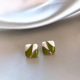 Goteo de aceite contraste de Color aleación joyería de moda pendientes de estilo coreano pendientes de tuerca para chica pendientes cuadrados para mujer